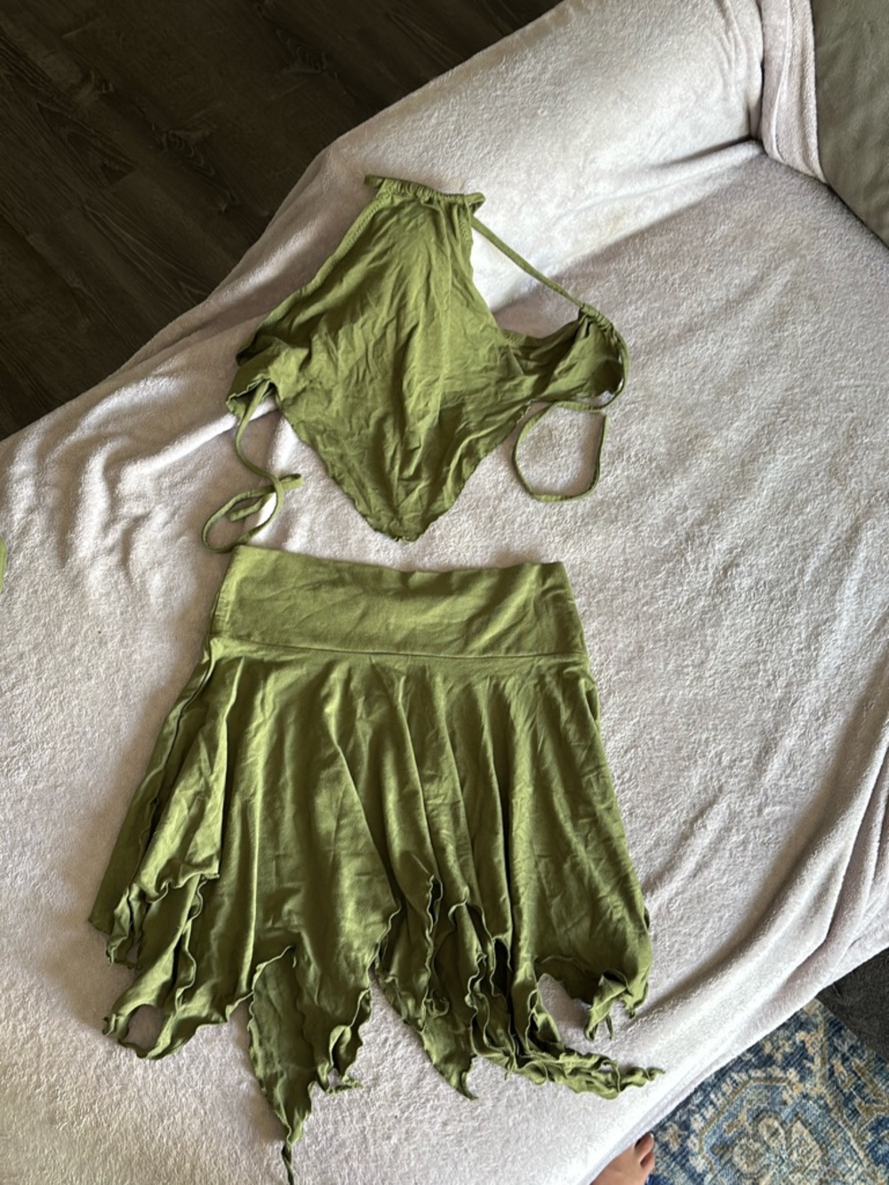 Olive Green Women's Asymmetric Handkerchief Skirt - Brand Unspecified
